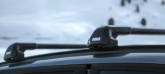 Thule Wingbar Edge Roof Rack in Black at Ski Resort. Perfect for all year round adventures. 
