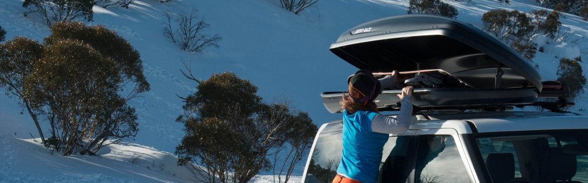 Shop the range of Ski and Snowboard Roof Boxes from Thule and Rhino-Rack @ Stoke Equipment Co