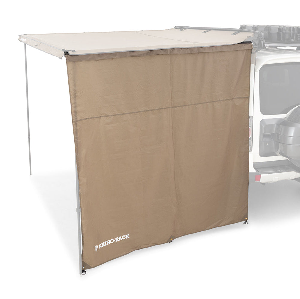 Brown car canopy attached to a white vehicle on a white background