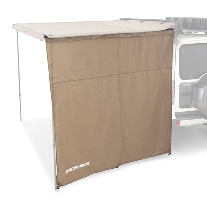 Brown car canopy attached to a white vehicle on a white background