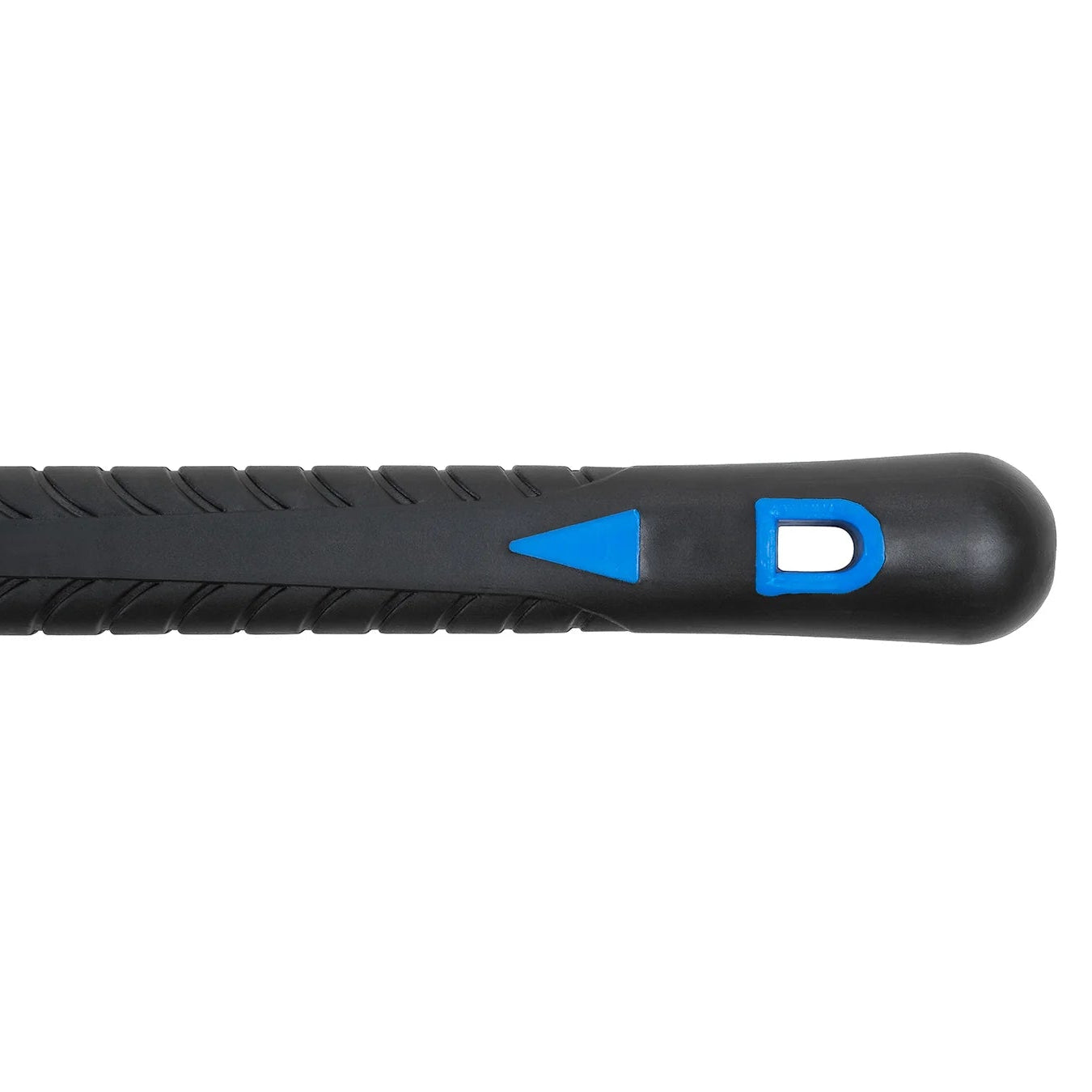 Black and blue tool handle on a white background