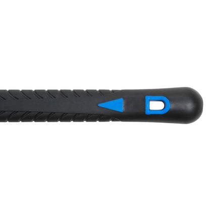 Black and blue tool handle on a white background