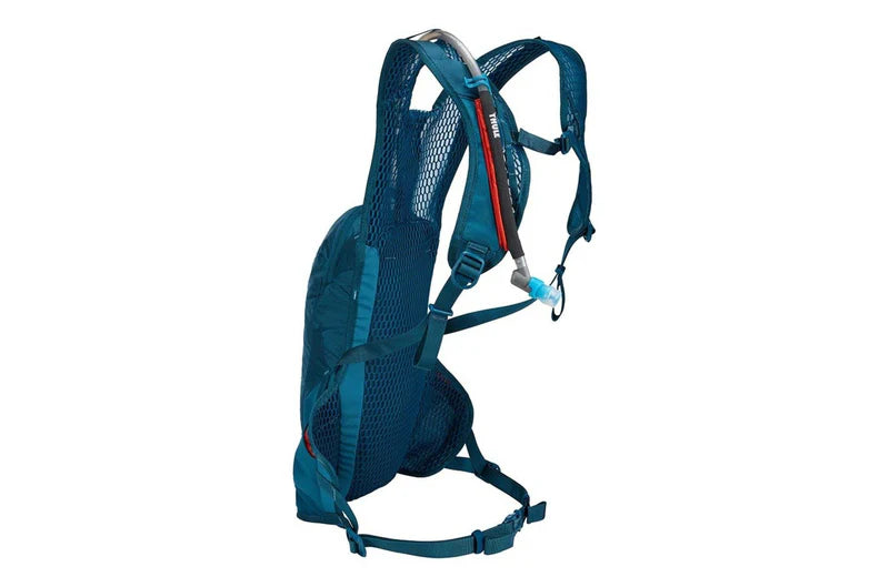 Blue hydration backpack on a white background