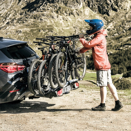 Thule VeloSpace Bike Rack mounted on the back of a BMW station wagon