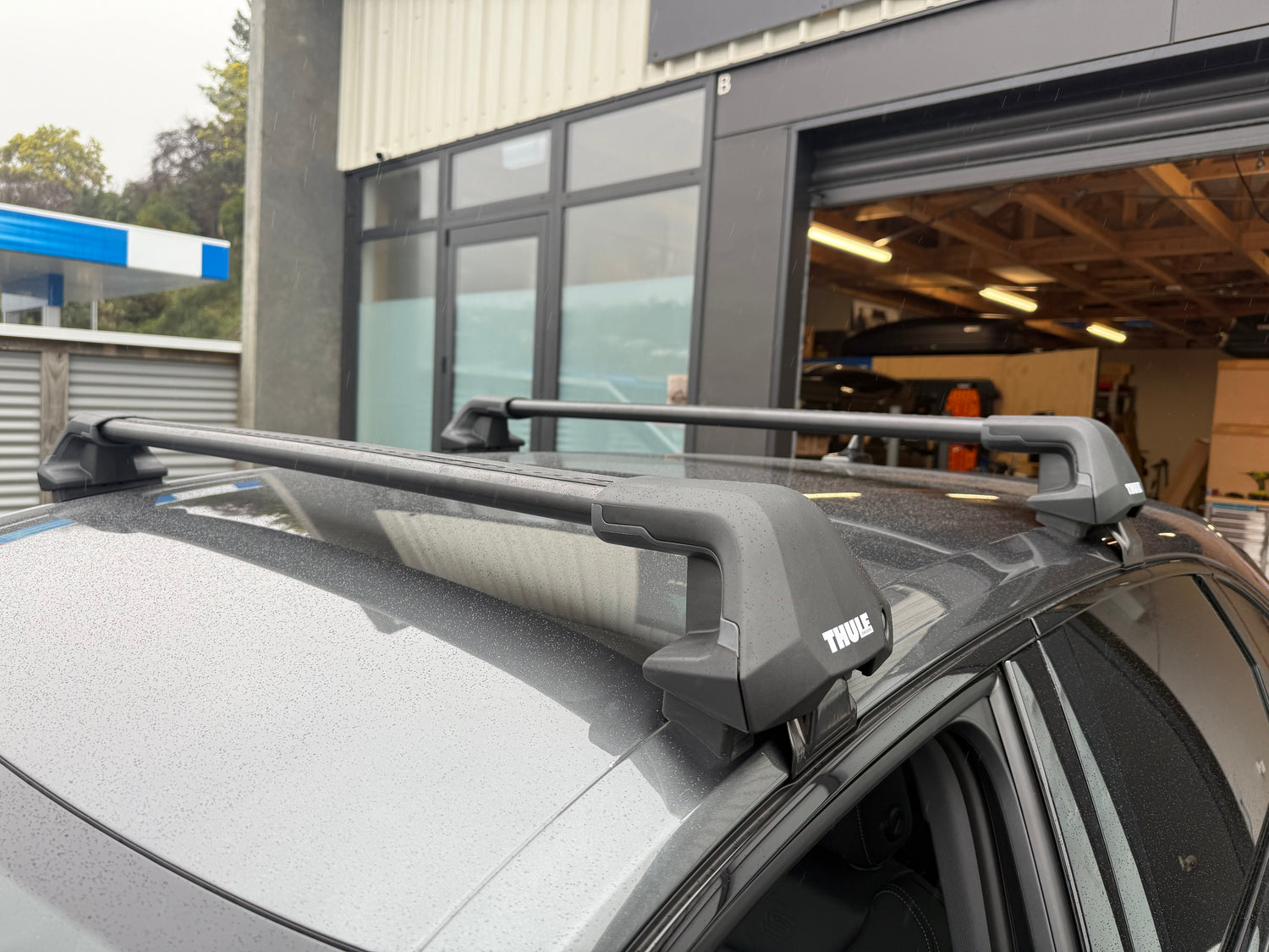 Car with a Thule WingBar Edge roof rack system Installed by Stoke Equipment Co - Thule Roof Rack Specialist store in Nelson NZ