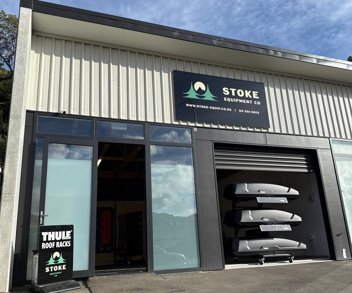 Stoke Equipment Co Roof Rack Shop at 74b Saint Vincent Street Nelson. Stockists of Thule and Rhino-Rack Roof Rack systems, Bike Racks, Kayak Racks, Roof Boxes and More