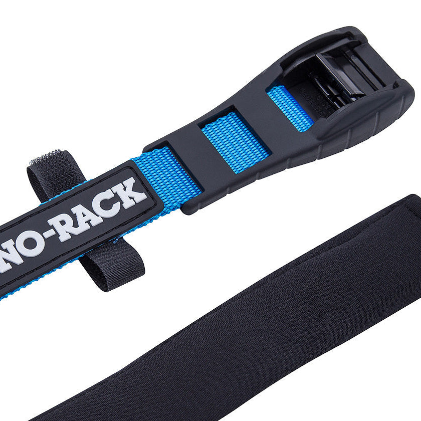 Blue and black strap with Rhino-Rack branding on a white background