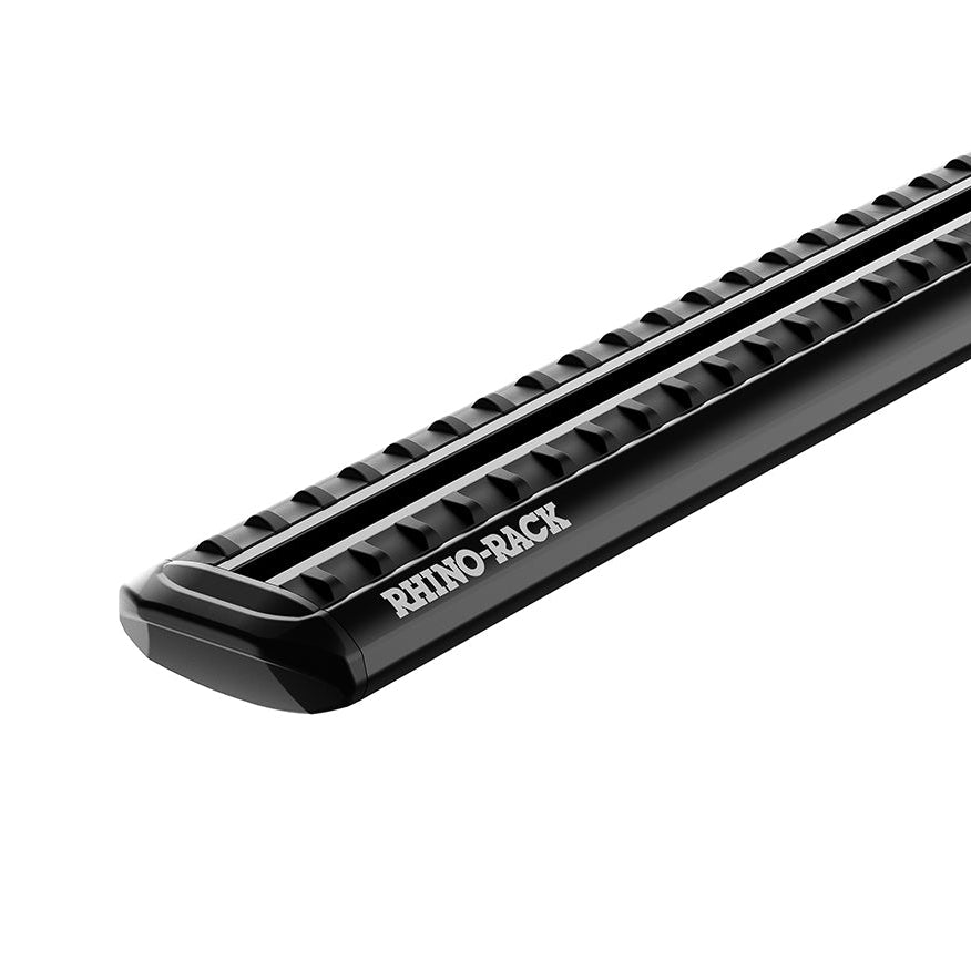Black roof rack bar on a white background