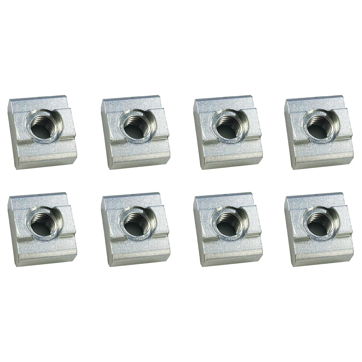 Set of six metal brackets on a white background