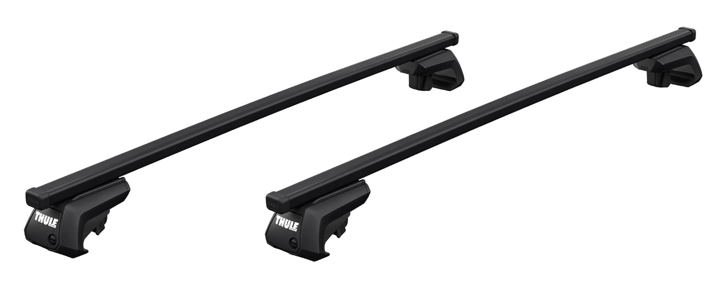BMW X5 2008-2014 (w/ raised rail) - Thule SquareBar Evo Roof Rack Black