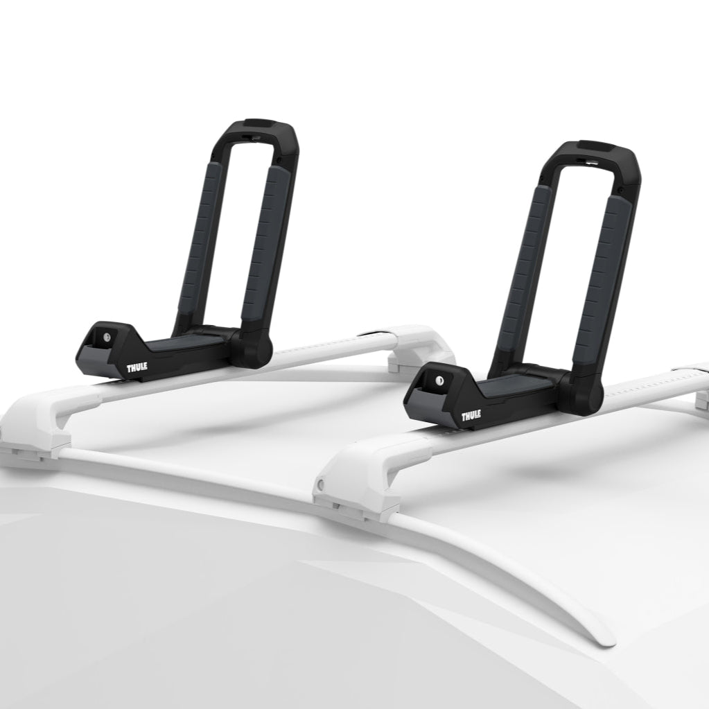 image of a Thule HullaPort 849 Kayak Carrier mounted to a wingbar edge roof rack system