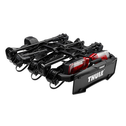 Black Thule bike rack on a white background