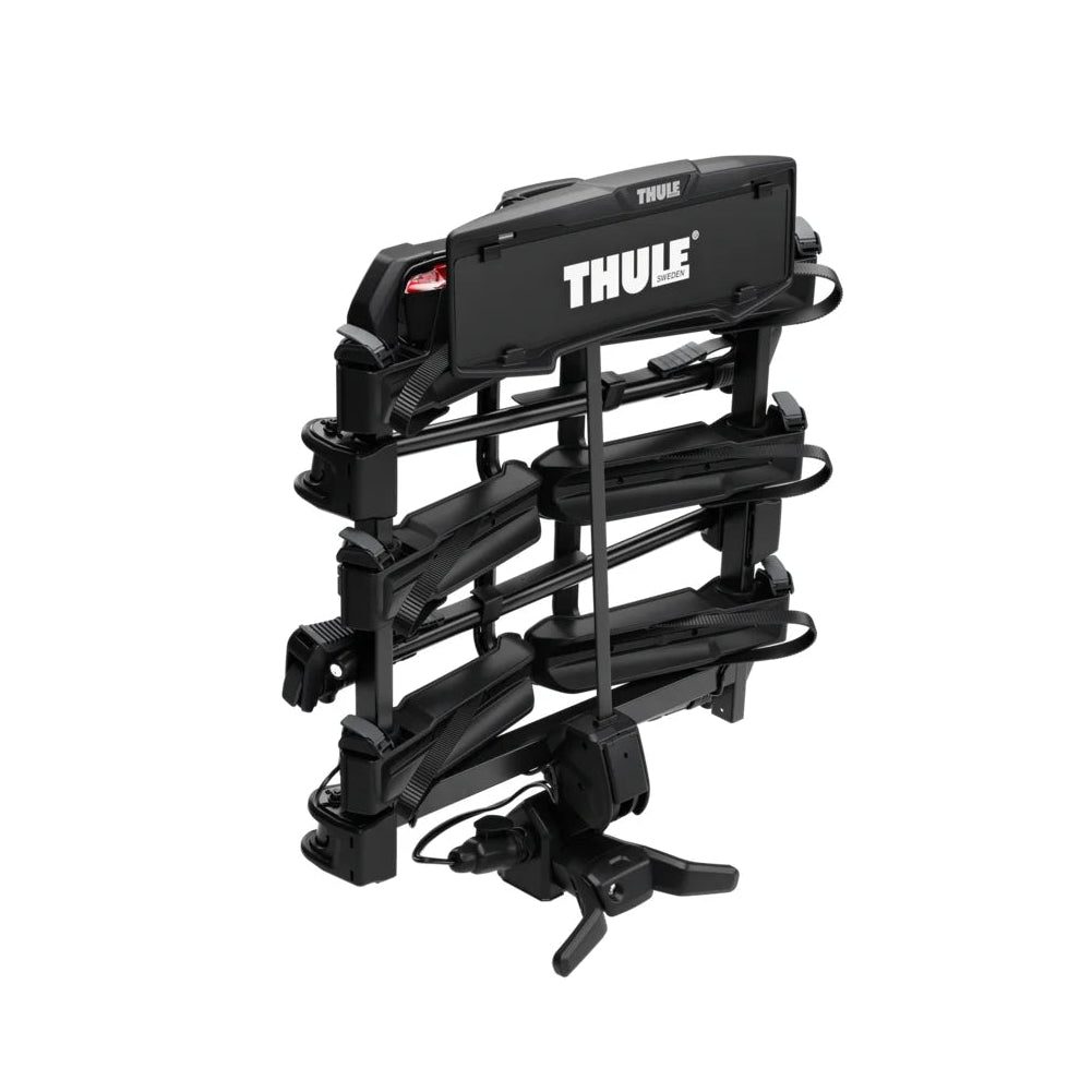 Black Thule Outpace bike rack on a white background