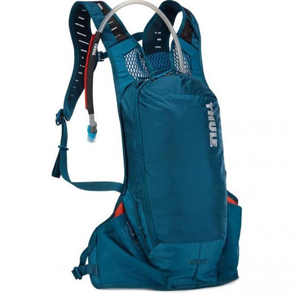 Blue hydration backpack on a white background